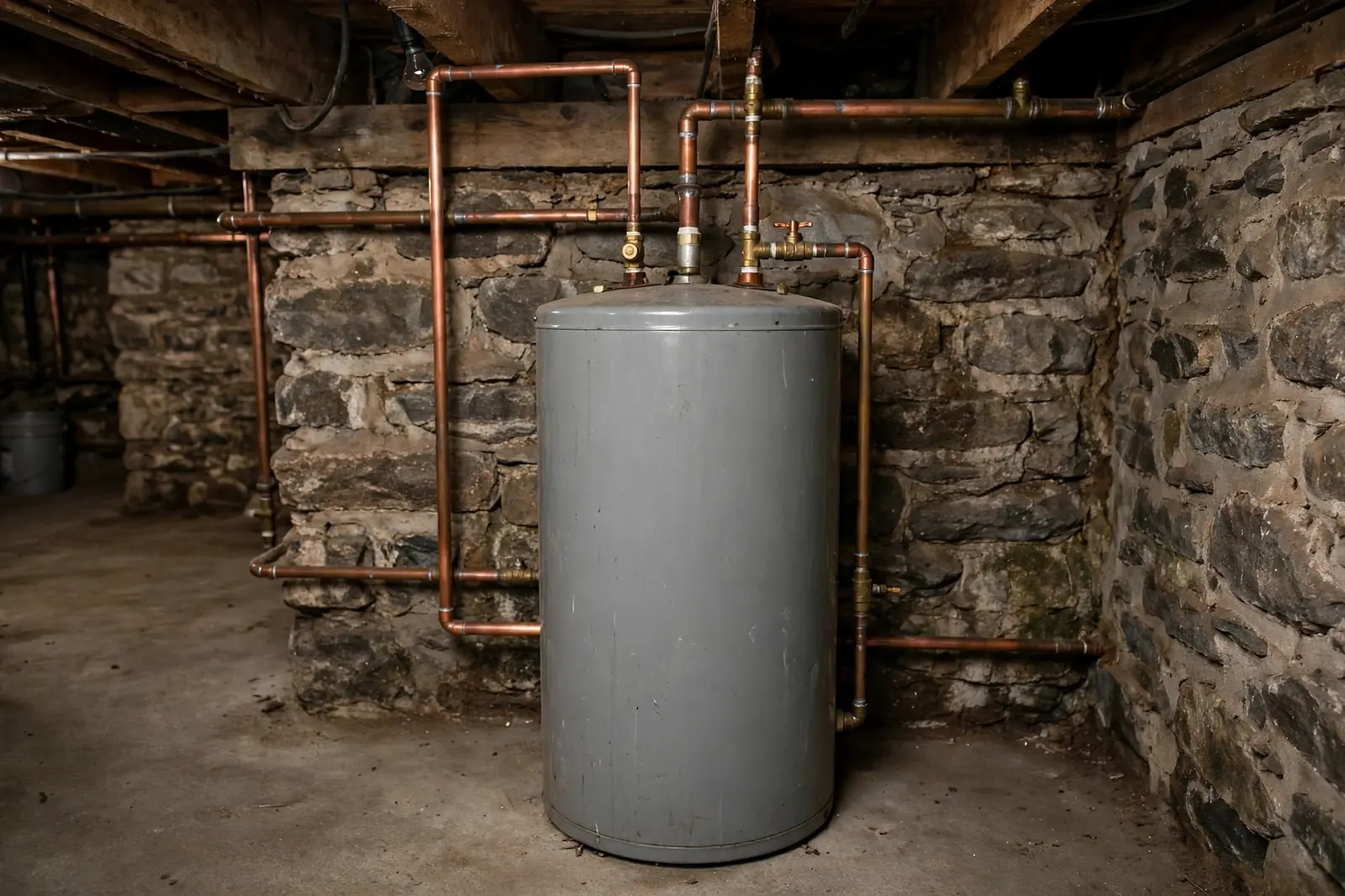 Tank water heater standing in the basement of a Lancaster, PA home